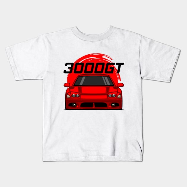 Front Red 3000GT 1997 1998 JDM Kids T-Shirt by GoldenTuners